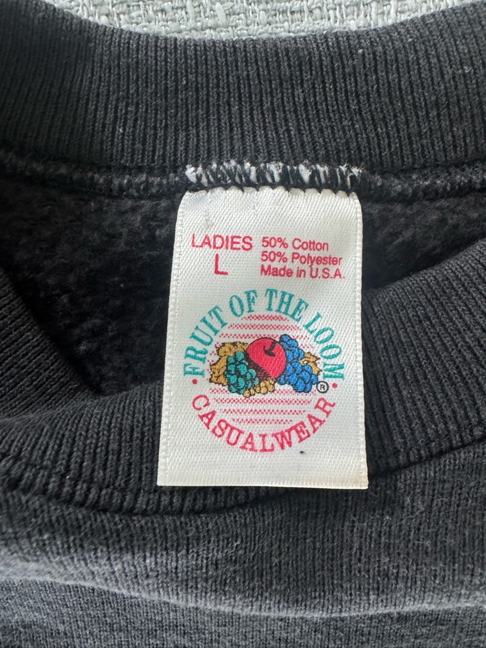 Vintage 80s 90s Fruit of the Loom Halloween Scarecrow Pumpkin Sweatshirt L USA - Picture 4 of 8